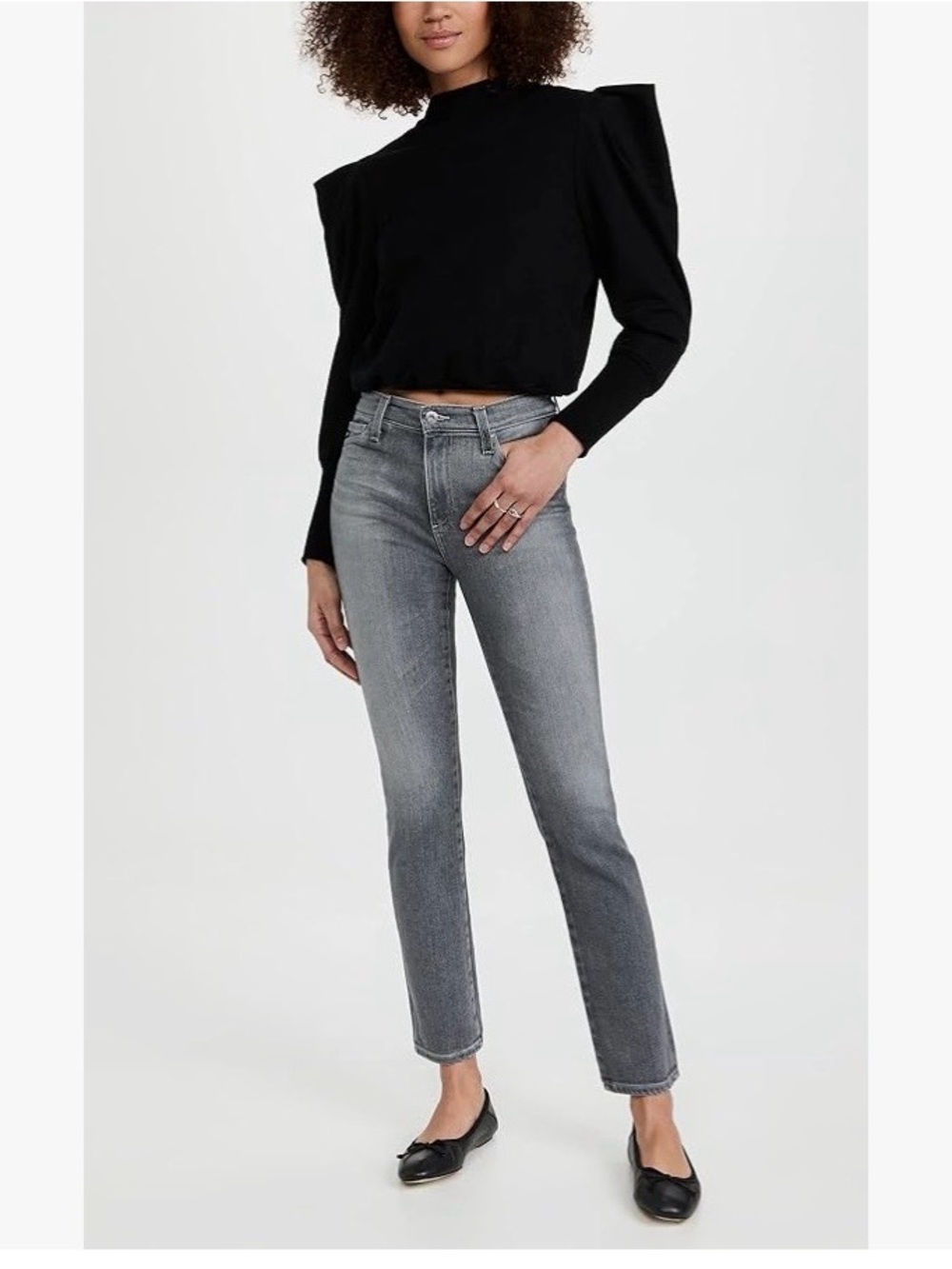 AG Adriano Goldschmied Mari Gray High-Rise Slim Straight Leg Jeans NWT Sz32